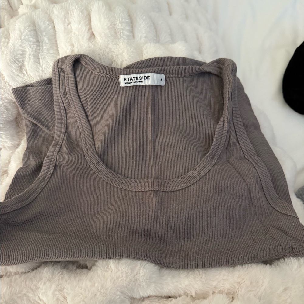 Stateside Ribbed Gray Tank Top - Picture 2 of 3